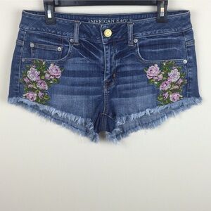 American Eagle Outfitters - Floral Embroidered Jean Shorts